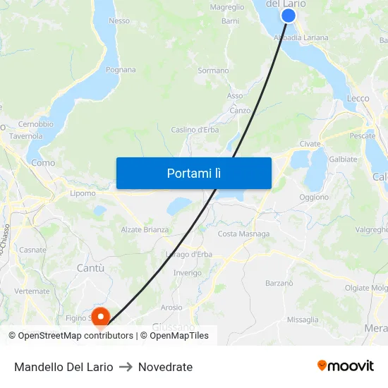 Mandello Del Lario to Novedrate map