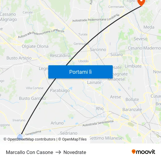Marcallo Con Casone to Novedrate map