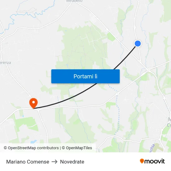 Mariano Comense to Novedrate map