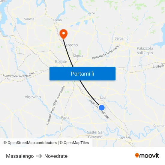 Massalengo to Novedrate map