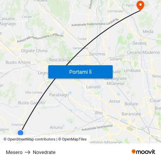 Mesero to Novedrate map