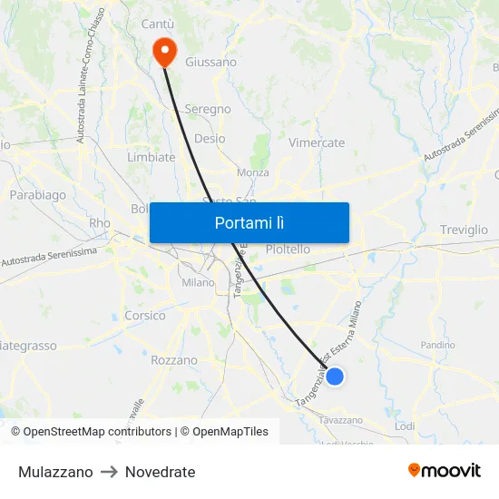 Mulazzano to Novedrate map