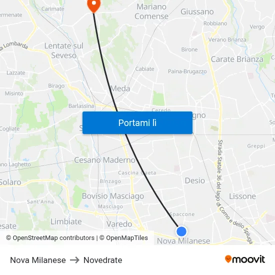 Nova Milanese to Novedrate map