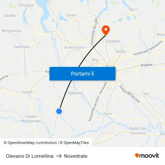 Olevano Di Lomellina to Novedrate map