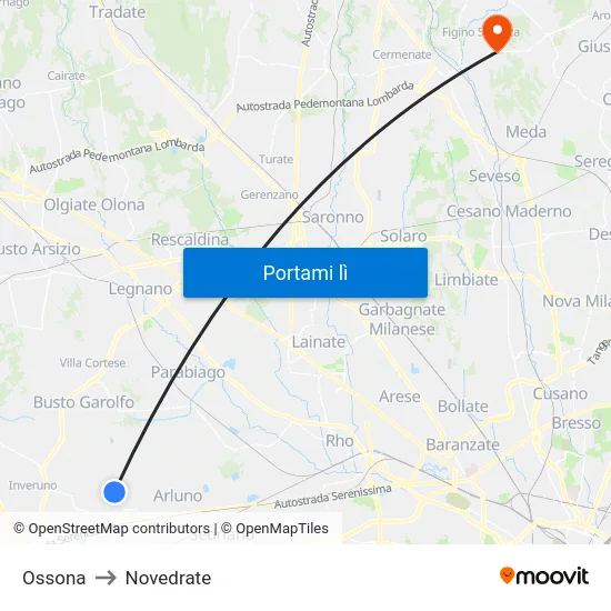 Ossona to Novedrate map