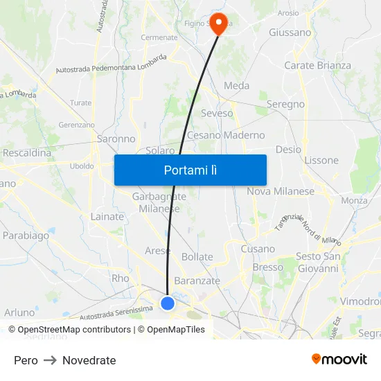 Pero to Novedrate map