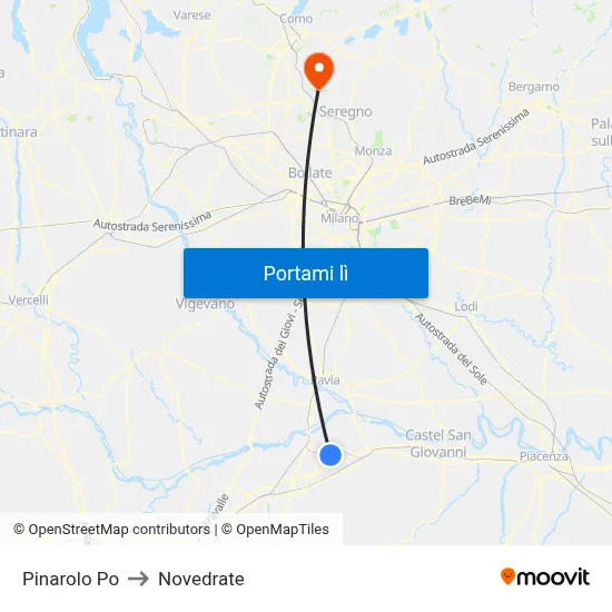 Pinarolo Po to Novedrate map