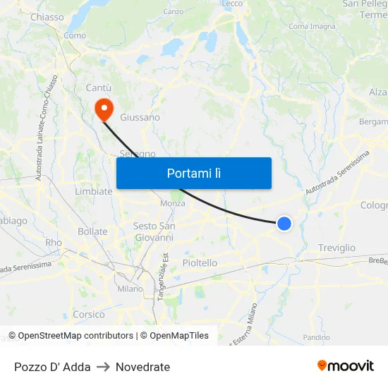 Pozzo D' Adda to Novedrate map