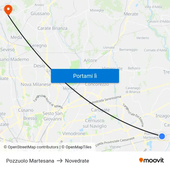 Pozzuolo Martesana to Novedrate map