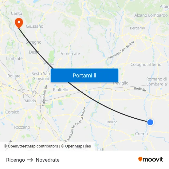 Ricengo to Novedrate map