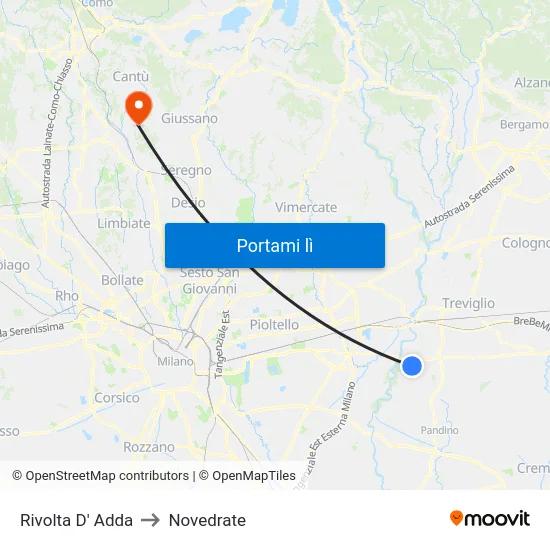 Rivolta D' Adda to Novedrate map