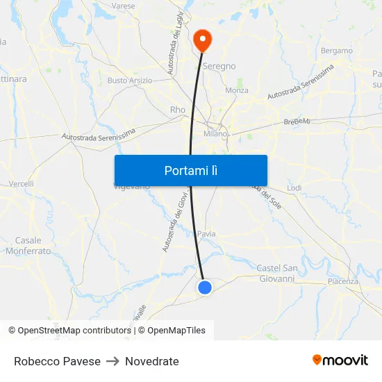 Robecco Pavese to Novedrate map