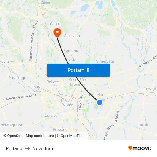 Rodano to Novedrate map