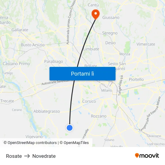 Rosate to Novedrate map