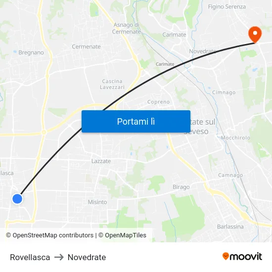 Rovellasca to Novedrate map