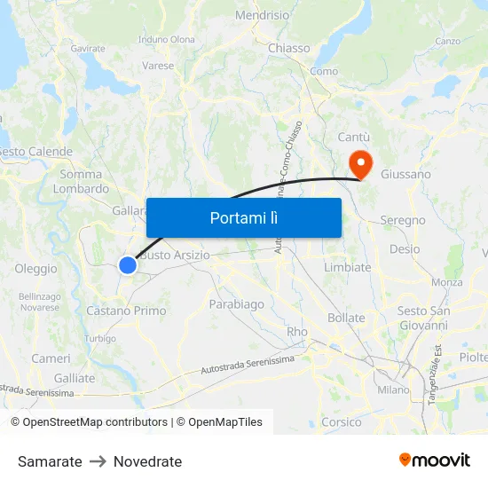 Samarate to Novedrate map