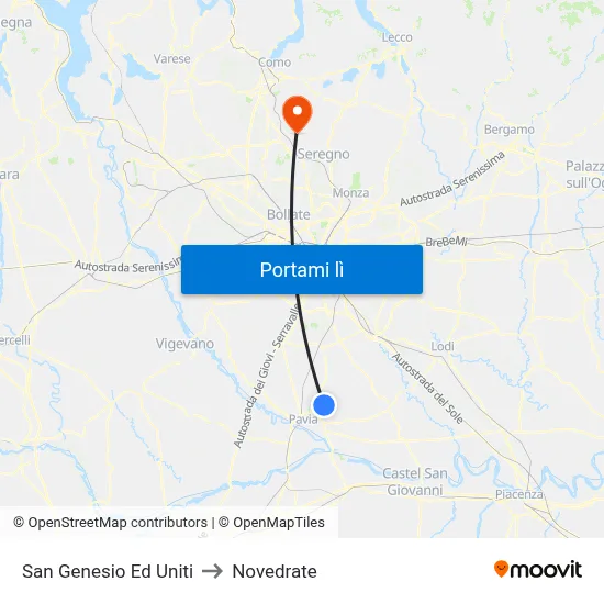 San Genesio Ed Uniti to Novedrate map