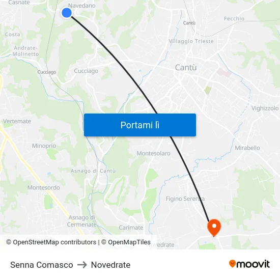 Senna Comasco to Novedrate map