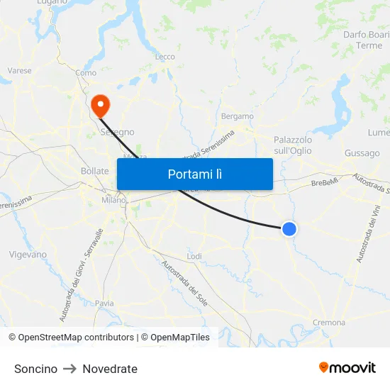 Soncino to Novedrate map