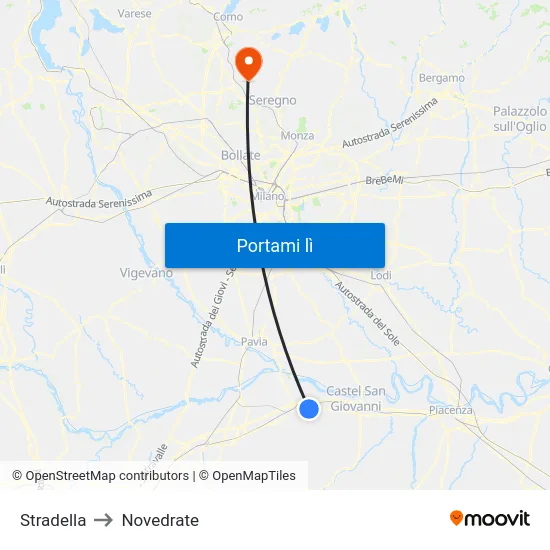 Stradella to Novedrate map