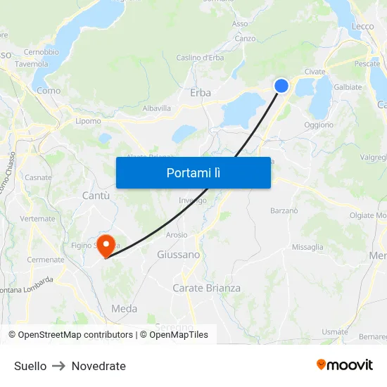 Suello to Novedrate map
