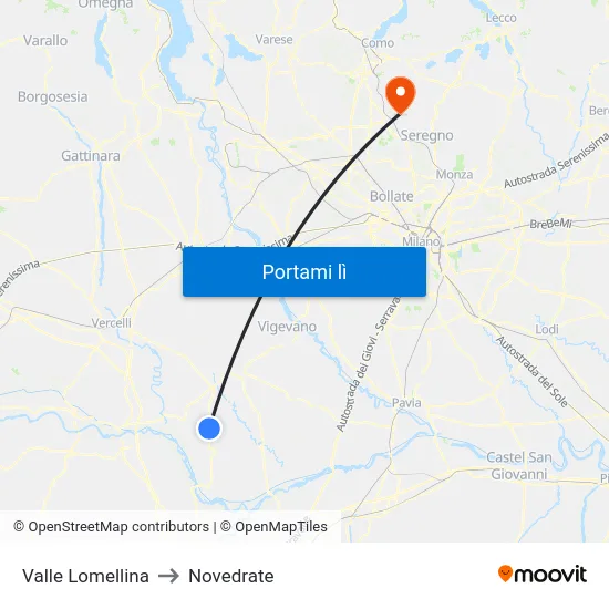 Valle Lomellina to Novedrate map