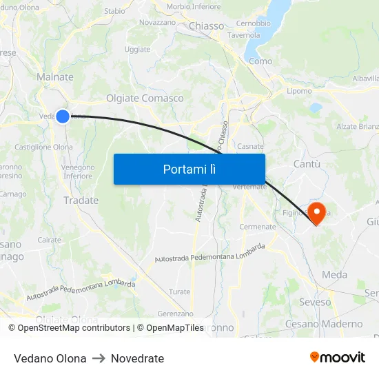 Vedano Olona to Novedrate map