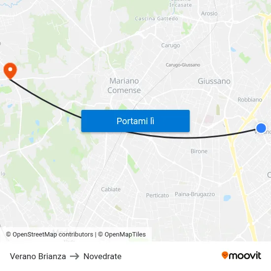 Verano Brianza to Novedrate map