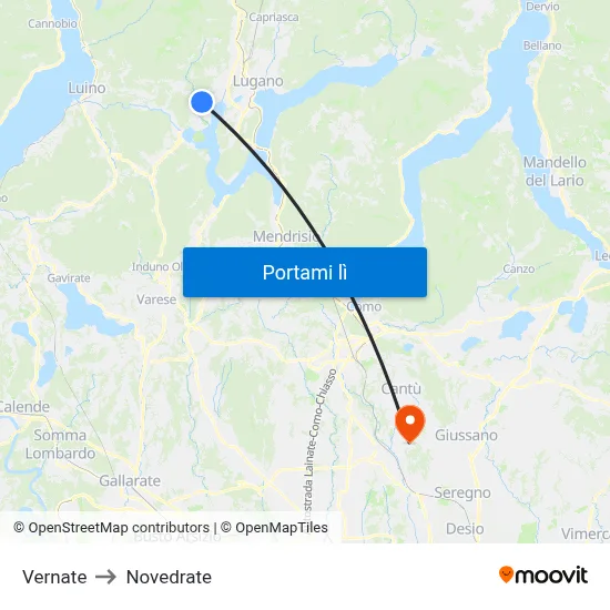 Vernate to Novedrate map