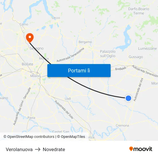 Verolanuova to Novedrate map