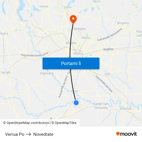 Verrua Po to Novedrate map
