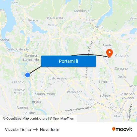Vizzola Ticino to Novedrate map