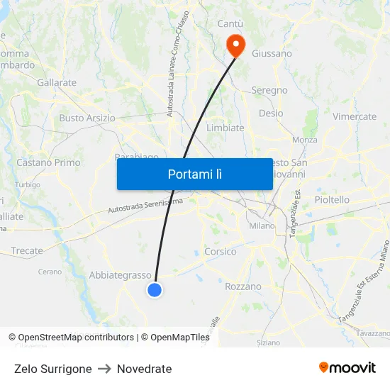 Zelo Surrigone to Novedrate map