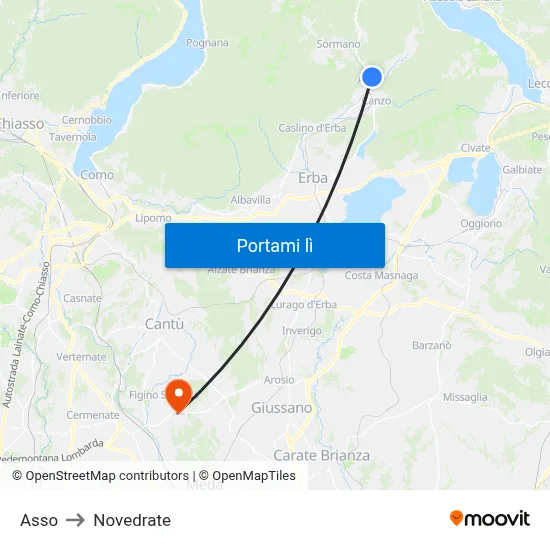 Asso to Novedrate map