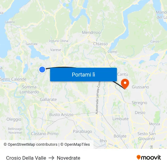 Crosio Della Valle to Novedrate map