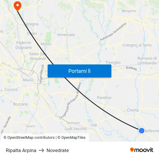 Ripalta Arpina to Novedrate map