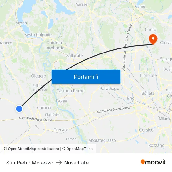 San Pietro Mosezzo to Novedrate map