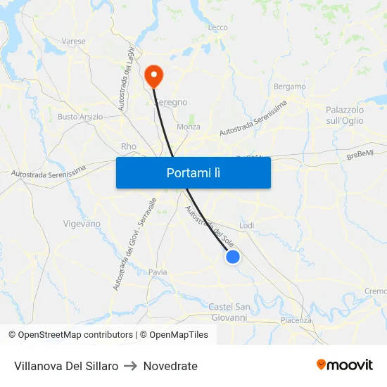 Villanova Del Sillaro to Novedrate map