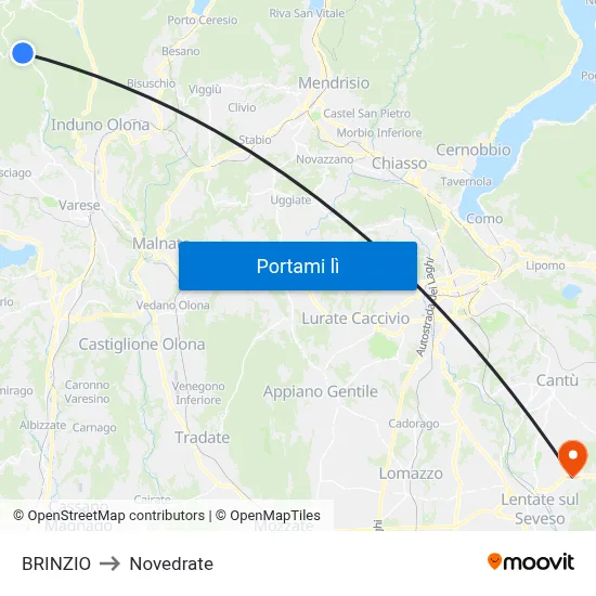 BRINZIO to Novedrate map