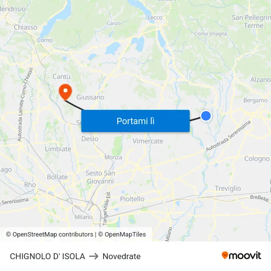 CHIGNOLO D' ISOLA to Novedrate map