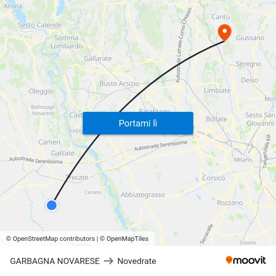 GARBAGNA NOVARESE to Novedrate map