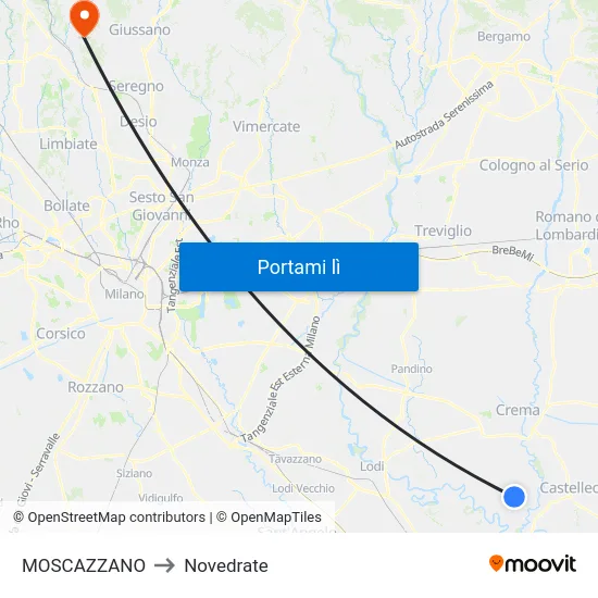 MOSCAZZANO to Novedrate map