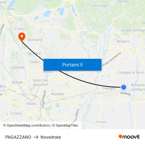 PAGAZZANO to Novedrate map