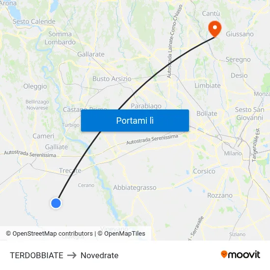 TERDOBBIATE to Novedrate map