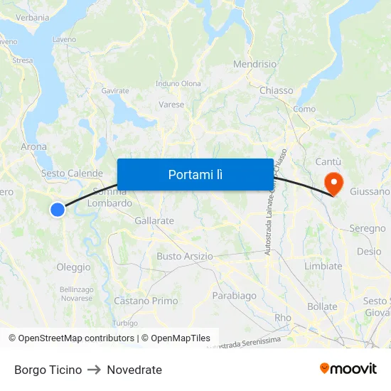 Borgo Ticino to Novedrate map