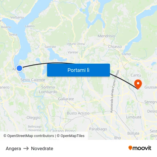 Angera to Novedrate map