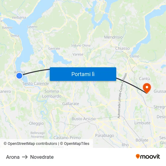 Arona to Novedrate map