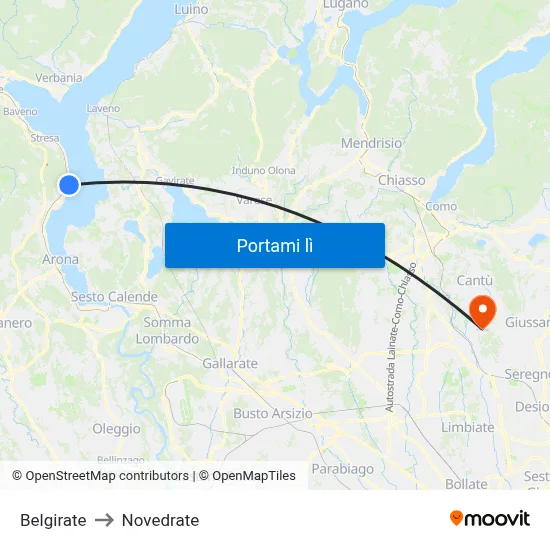 Belgirate to Novedrate map