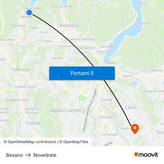 Besano to Novedrate map