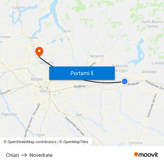 Chiari to Novedrate map